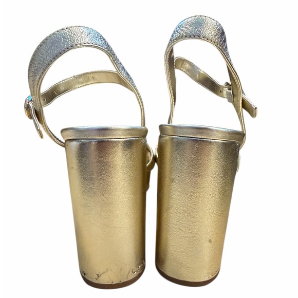 Kate Spade Metallic Gold Platform Sandals with Ankle Strap - Picture 5 of 9